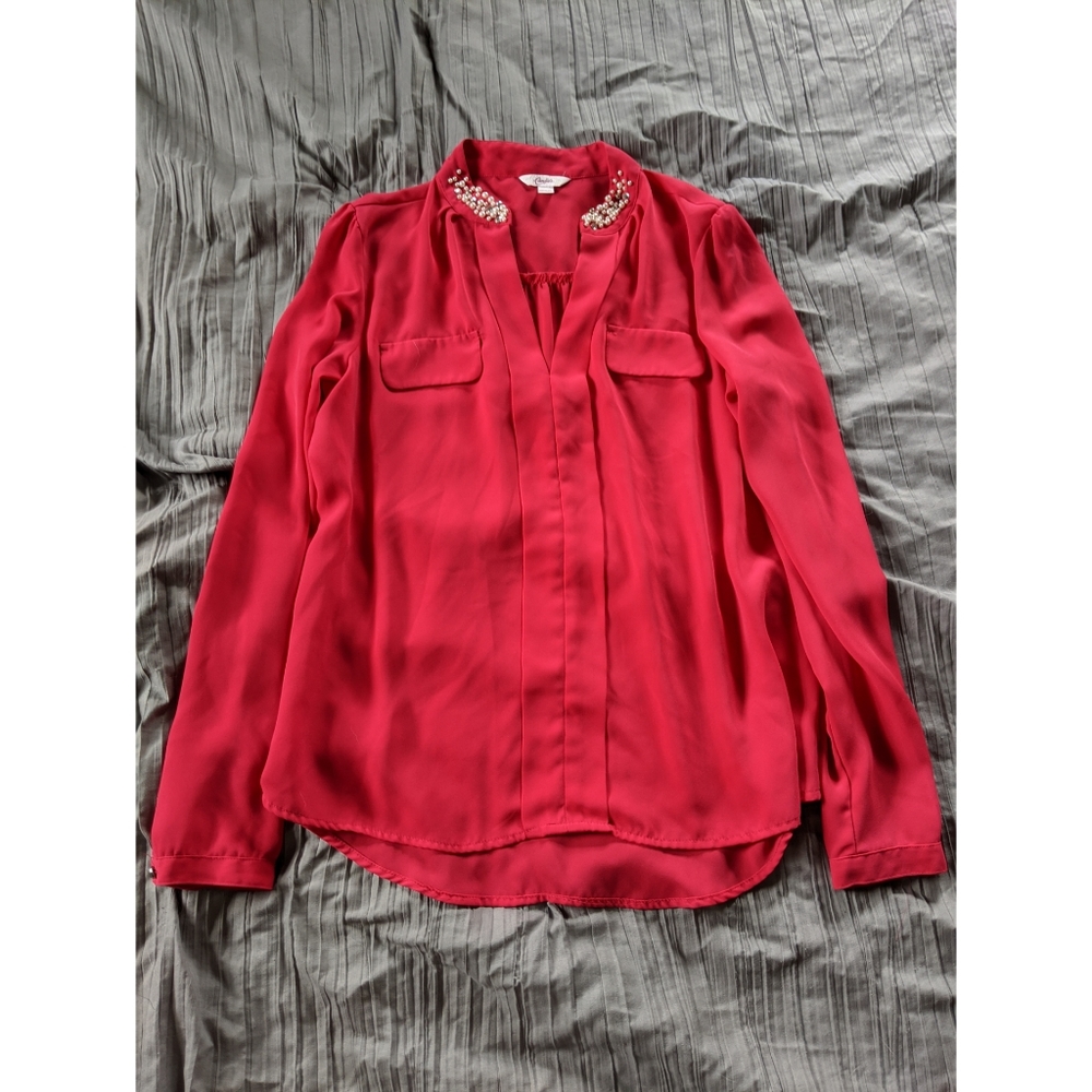 Candies long sleeve large pink blouse - Picture 1 of 8